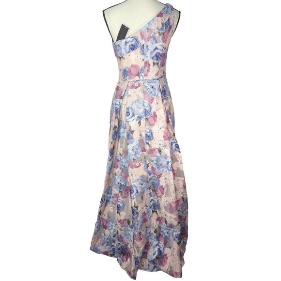 Aidan Mattox‎ Floral Print Crepe One-Shoulder Ball Gown Dress - Picture 9 of 14